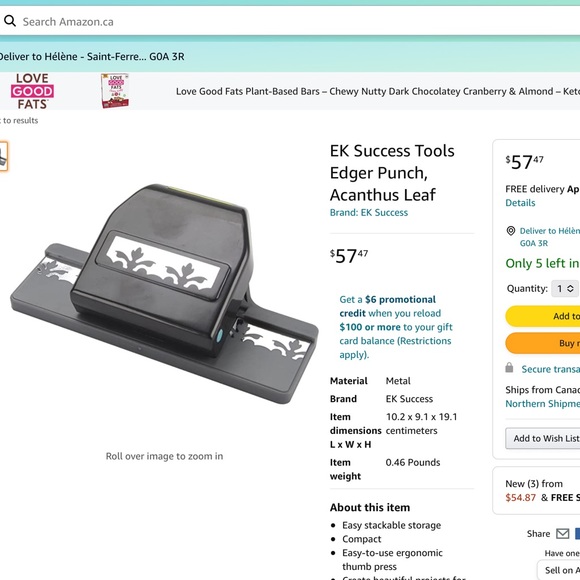 EK Success Edger Punch - Acanthus Leaf - Picture 6 of 7